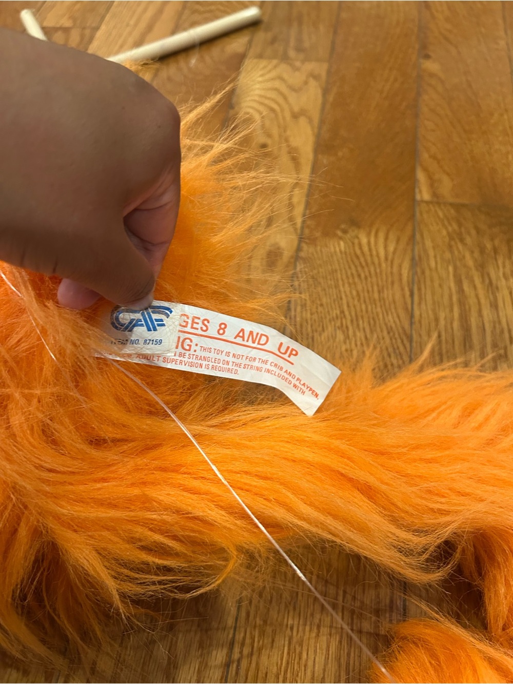 VTG GAF Great American Fun Orange Fuzzy Marionette Monster Puppet Limber Louie - Picture 4 of 5
